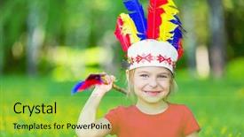  Presentation with native american - Cool new presentation design with indian war - little funny girl playing native backdrop and a  colored foreground
