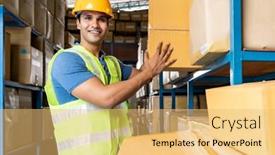  Presentation with indian - Presentation theme enhanced with indian-warehouse-worker-put-cardboard background and a yellow colored foreground