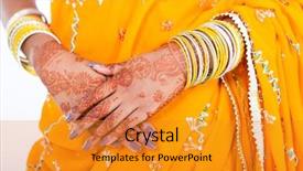  Presentation with indian wedding - Slide set having indian wedding bride hands background and a gold colored foreground