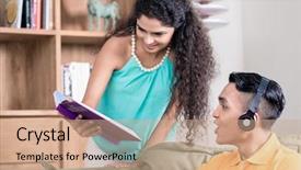  Presentation with wife - Amazing slide deck having indian wife showing her husband backdrop and a  colored foreground