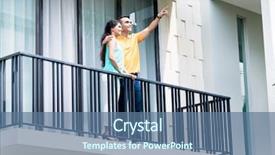  Presentation with new home - Theme consisting of indian woman and man standing background and a ocean colored foreground