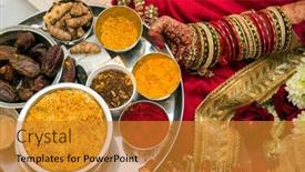  Presentation with indian wedding - PPT theme consisting of indian-woman-at-a-wedding background and a gold colored foreground