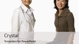  Presentation with asian doctor - Cool new PPT theme with indian woman doctor with asian woman patient backdrop and a light gray colored foreground
