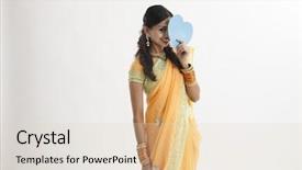 Presentation with indian woman - Beautiful presentation featuring indian woman holding a heart backdrop and a lemonade colored foreground