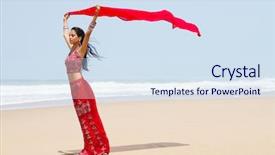  Presentation with indian woman bridal face - Presentation theme with indian woman holding sari background and a sky blue colored foreground