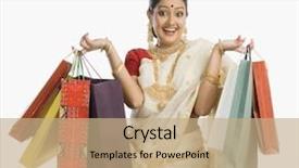  Presentation with indian woman - Slides consisting of indian woman holding shopping bags background and a coral colored foreground