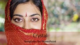  Presentation with india - Theme having indian woman in red sari background and a red colored foreground