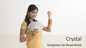  Presentation with saree - Slide deck having indian woman in saree holding background and a lemonade colored foreground