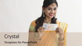  Presentation with saree - Slide set enhanced with indian woman in saree holding background and a coral colored foreground