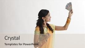  Presentation with indian woman - Presentation theme consisting of indian woman in saree holding background and a soft green colored foreground