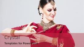  Presentation with traditional dancing - Slide deck having indian-woman-in-traditional-clothing background and a red colored foreground