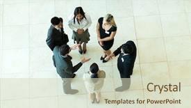  Presentation with people - Amazing presentation theme having overhead view of people having backdrop and a soft green colored foreground