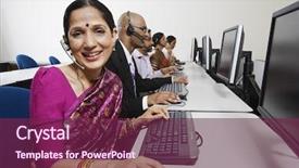  Presentation with saree - Beautiful presentation design featuring customer service operator in saree backdrop and a violet colored foreground