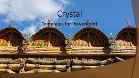  Presentation with indigenous - Slide set having indian wood carving - antique indigenous temple against blue background and a  colored foreground