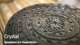  Presentation with metal - Presentation theme having indian wood carving - metal oriental plate close-up interior background and a dark gray colored foreground