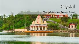  Presentation with worship - Cool new PPT theme with indian worship - temple at ganga talao mauritius backdrop and a light gray colored foreground