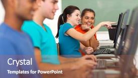  Presentation with high-school - PPT layouts with technology classrooms - beautiful teenage high school girl background and a red colored foreground