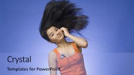  Presentation with listening woman - Beautiful presentation featuring indian music free - young woman listening an mp3 backdrop and a  colored foreground