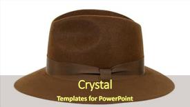  Presentation with indiana - Amazing PPT theme having indiana jones - adventurer fedora hat backdrop and a tawny brown colored foreground