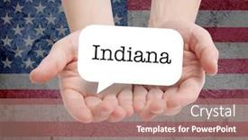  Presentation with indiana - Audience pleasing PPT theme consisting of indiana-written-in-a-speechbubble backdrop and a coral colored foreground