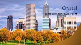  Presentation with indiana - PPT theme with indianapolis-indiana-usa-city-skyline background and a light blue colored foreground