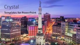  Presentation with indiana - Cool new slide set with indianapolis-indiana-usa-skyline-over backdrop and a light blue colored foreground