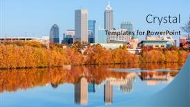  Presentation with indiana - PPT layouts having indianapolis-indiana-usa-skyline background and a light blue colored foreground