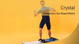  Presentation with cheerful - Presentation design consisting of indicator - cheerful surfer in wetsuit background and a yellow colored foreground