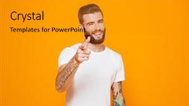  Presentation with cheerful - Slides enhanced with indicator - portrait of a cheerful young background and a gold colored foreground