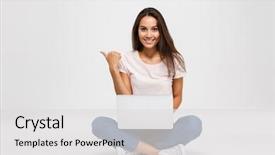  Presentation with pretty girl - Amazing theme having indicator - portrait of a pretty happy backdrop and a light gray colored foreground