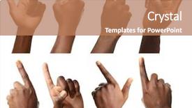  Presentation with set of different dental tools - Cool new presentation theme with indicator - set of different hands touching backdrop and a coral colored foreground