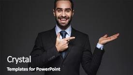  Presentation with space suit - Presentation design consisting of indicator managment - portrait of a confident handsome background and a dark gray colored foreground