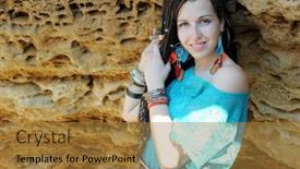  Presentation with hippie - Audience pleasing presentation theme consisting of indie-hippie-style-woman backdrop and a gold colored foreground