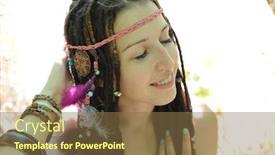  Presentation with hippie - Audience pleasing presentation design consisting of indie-hippie-style-woman backdrop and a tawny brown colored foreground