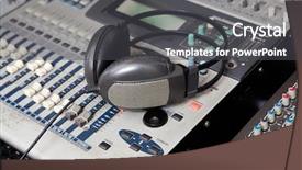  Presentation with music headphones - Amazing slide set having indie rock - closeup of headphones on music backdrop and a dark gray colored foreground