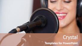  Presentation with tape recording studio - Theme with indie rock - closeup of mike and condenser background and a coral colored foreground