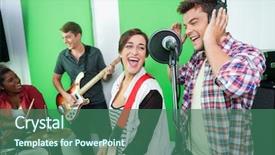  Presentation with festival music band hands playing - Slides featuring indie rock - excited singers performing while colleagues background and a ocean colored foreground