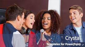  Presentation with female singers jazz - Colorful PPT theme enhanced with indie rock - female singers with male band backdrop and a ocean colored foreground