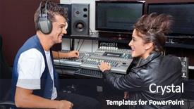  Presentation with audio mixing - PPT theme consisting of indie rock - happy young man and female background and a  colored foreground