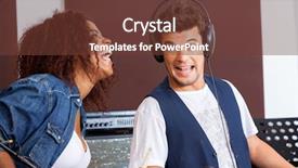  Presentation with members - Presentation theme with indie rock - male and female band members background and a  colored foreground