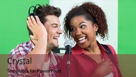  Presentation with female singers jazz - PPT theme with indie rock - male and female singers performing background and a tawny brown colored foreground