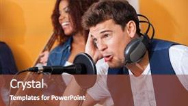  Presentation with singer - Presentation theme featuring indie rock - male singer wearing headphones while background and a tawny brown colored foreground