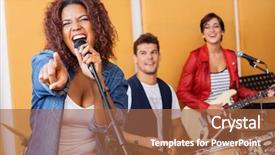  Presentation with recording studio - Presentation consisting of indie rock - passionate female singer pointing while background and a red colored foreground