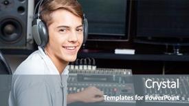  Presentation with audio mixing - PPT theme with indie rock - side view portrait of handsome background and a  colored foreground