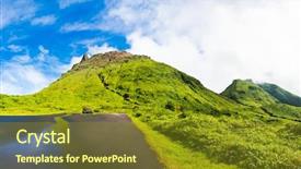  Presentation with volcano - PPT theme with indie rock - soufriere volcano is the highest background and a tawny brown colored foreground