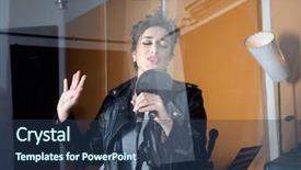  Presentation with recording studio - Slide deck consisting of indie rock - young female singer seen background and a  colored foreground