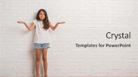  Presentation with paint white brick wall - Slide deck consisting of dont - young hispanic kid stading background and a lemonade colored foreground