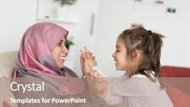  Presentation with muslim - Amazing slide set having indigenous culture - muslim mother and son having backdrop and a coral colored foreground
