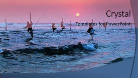  Presentation with sri lanka - Colorful PPT theme enhanced with the traditional stilt fishermen backdrop and a coral colored foreground