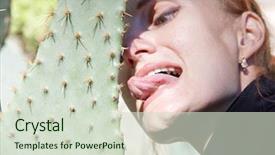  Presentation with indigenous plants - Presentation enhanced with indigenous plants - man touching sharp cactus background and a soft green colored foreground